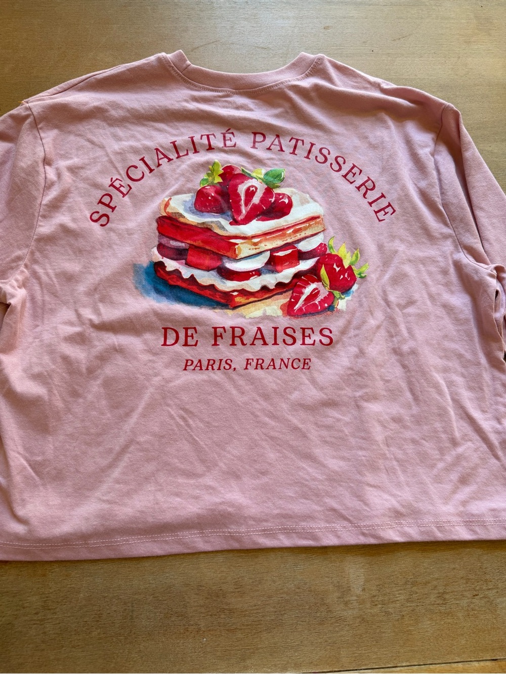 Modern Lux Pink Short Sleeve Tee with Strawberry Cake Graphic - Picture 3 of 3